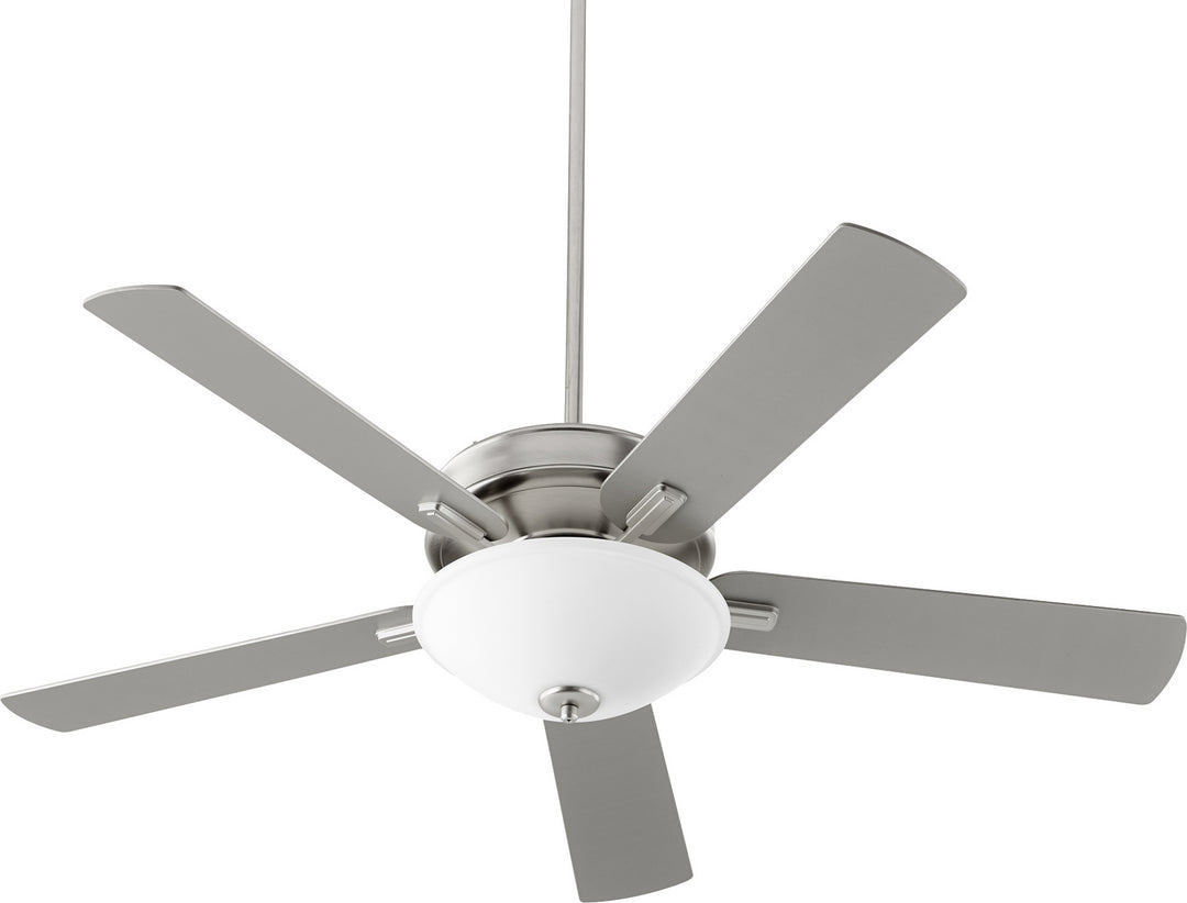 Quorum Premier 54525-65 Ceiling Fan 52 in. - Satin Nickel, Silver/Walnut