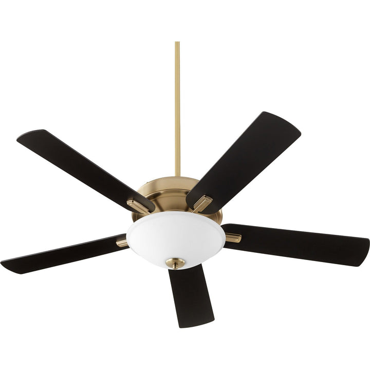 Quorum Premier 54525-80 Ceiling Fan 52 in. - Aged Brass, Matte Black/Walnut