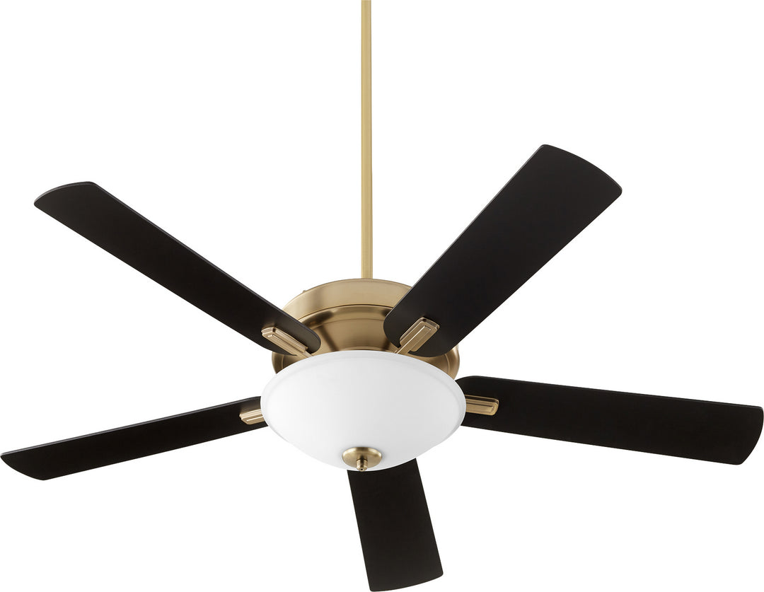 Quorum Premier 54525-80 Ceiling Fan 52 in. - Aged Brass, Matte Black/Walnut