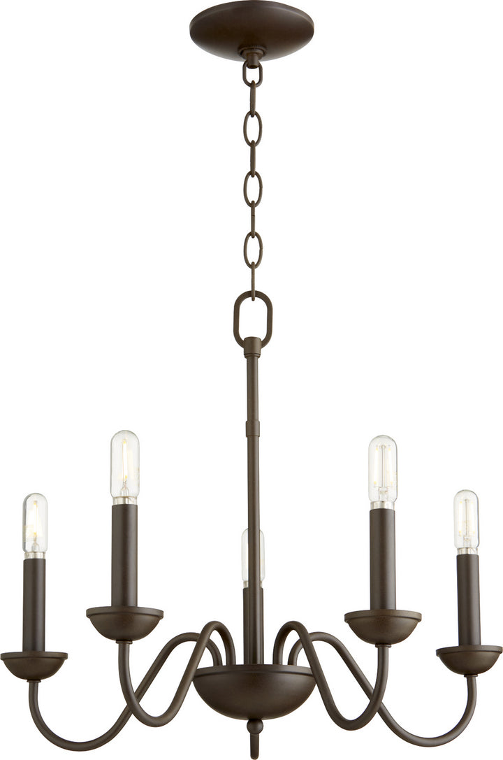 Quorum 6040 Chandeliers 6040-5-86 Chandelier Light - Oiled Bronze, Studio White/Studio White/