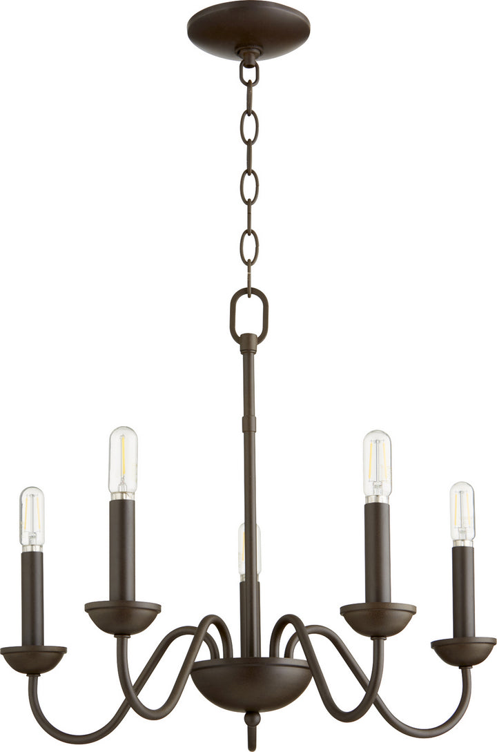 Quorum 6040 Chandeliers 6040-5-86 Chandelier Light - Oiled Bronze, Studio White/Studio White/