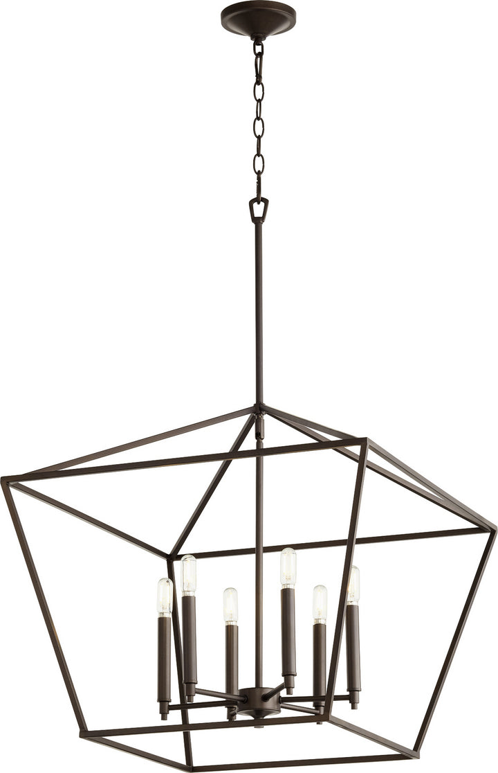 Quorum Gabriel 644-6-86 Chandelier Light - Oiled Bronze, Silver/Weathered Gray/