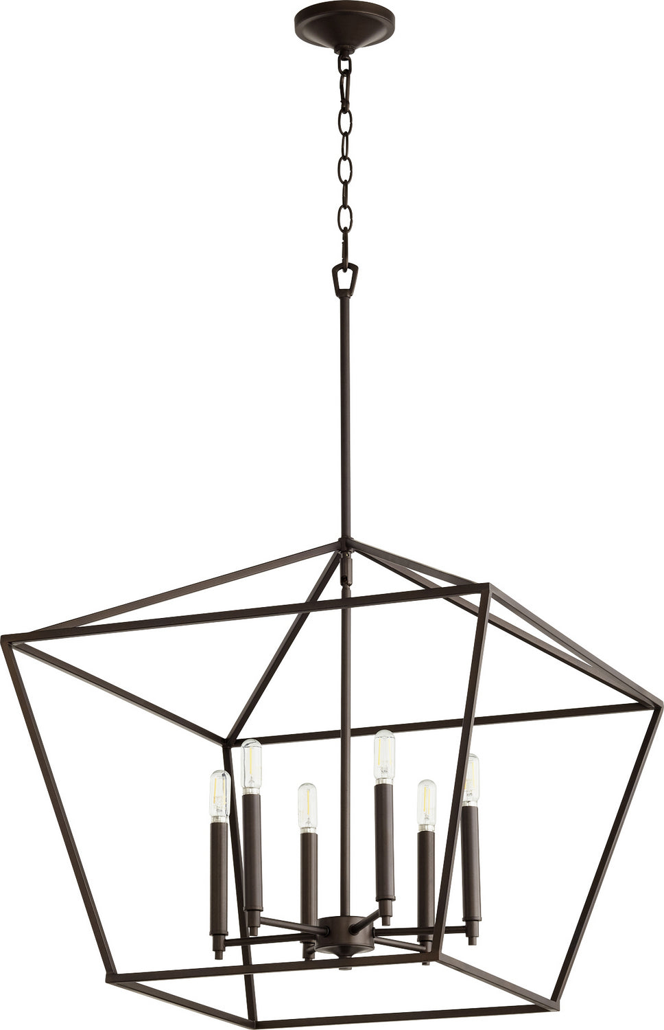 Quorum Gabriel 644-6-86 Chandelier Light - Oiled Bronze, Silver/Weathered Gray/