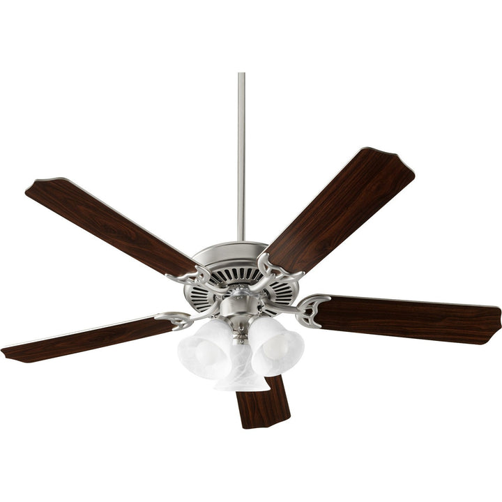 Quorum Capri X 7525-3165 Ceiling Fan 52 in. - Satin Nickel, Silver/Walnut