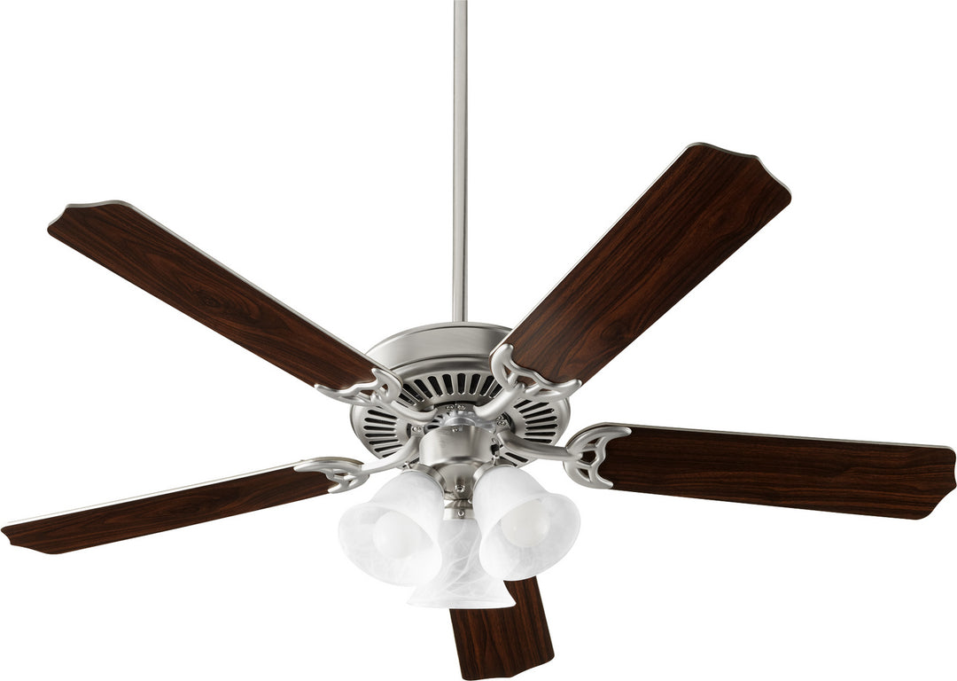 Quorum Capri X 7525-3165 Ceiling Fan 52 in. - Satin Nickel, Silver/Walnut