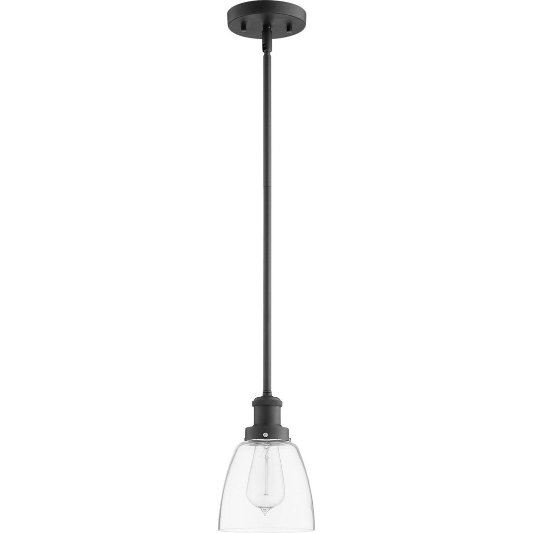 Quorum Clear Bell Pendants 878-169 Pendant Light - Textured Black,  Weathered Oak/Weathered Oak/