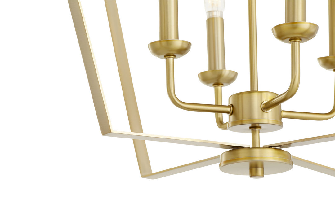 Quorum 4LT Entry Series 894-4-80 Pendant Light - Aged Brass,  Weathered Oak/Weathered Oak/