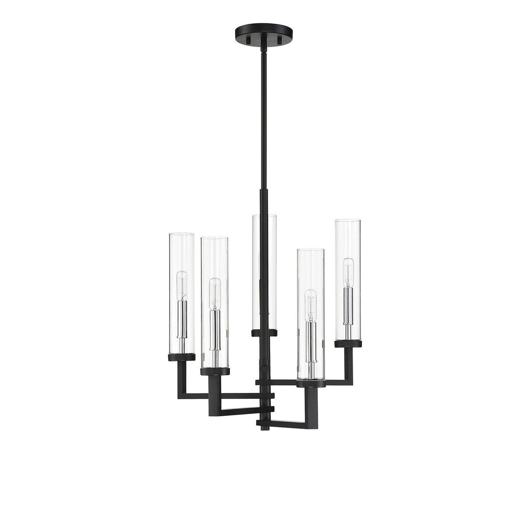 Savoy House Folsom 1-2135-5-67 Chandelier Light - Matte Black with Polished Chrome Accents