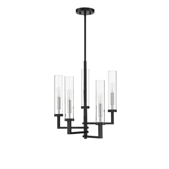 Savoy House Folsom 1-2135-5-67 Chandelier Light - Matte Black with Polished Chrome Accents