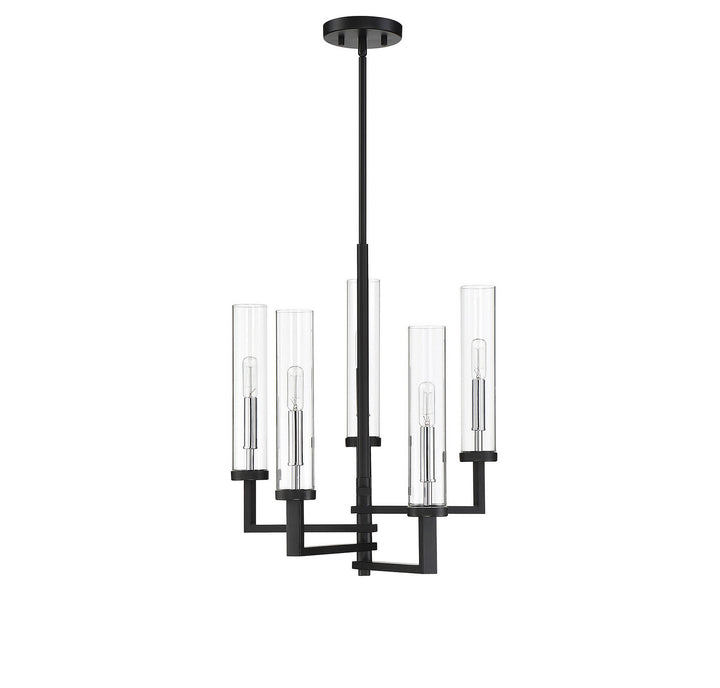 Savoy House Folsom 1-2135-5-67 Chandelier Light - Matte Black with Polished Chrome Accents