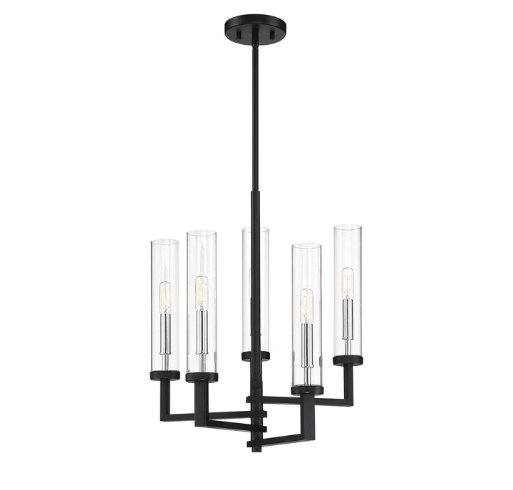 Savoy House Folsom 1-2135-5-67 Chandelier Light - Matte Black with Polished Chrome Accents