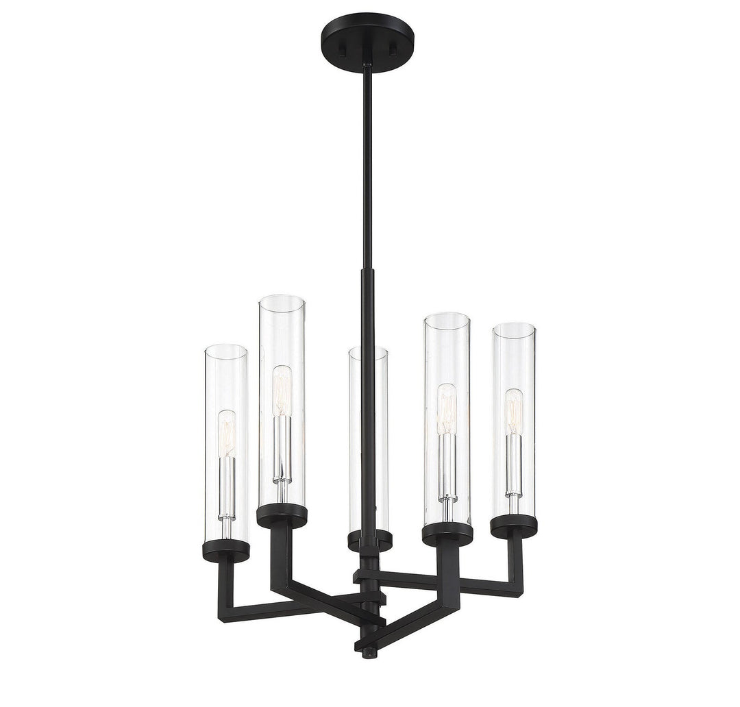 Savoy House Folsom 1-2135-5-67 Chandelier Light - Matte Black with Polished Chrome Accents