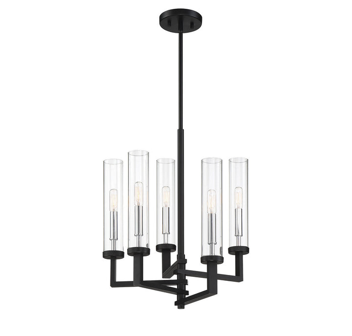 Savoy House Folsom 1-2135-5-67 Chandelier Light - Matte Black with Polished Chrome Accents