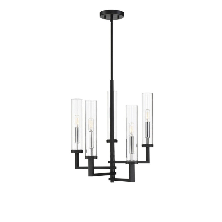 Savoy House Folsom 1-2135-5-67 Chandelier Light - Matte Black with Polished Chrome Accents