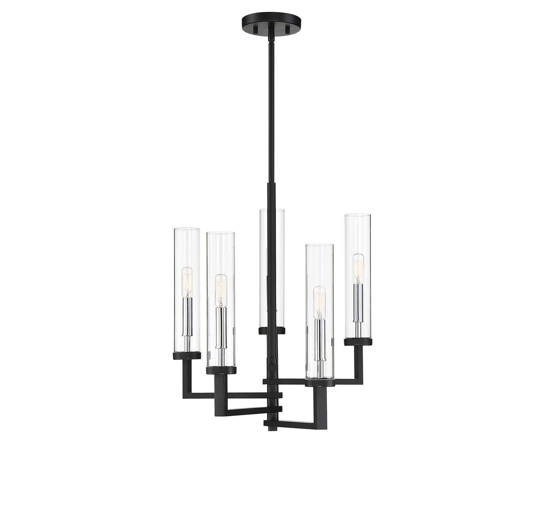 Savoy House Folsom 1-2135-5-67 Chandelier Light - Matte Black with Polished Chrome Accents