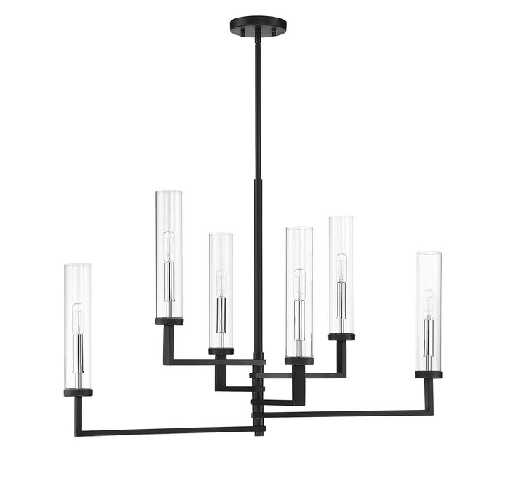 Savoy House Folsom 1-2136-6-67 Chandelier Light - Matte Black with Polished Chrome Accents