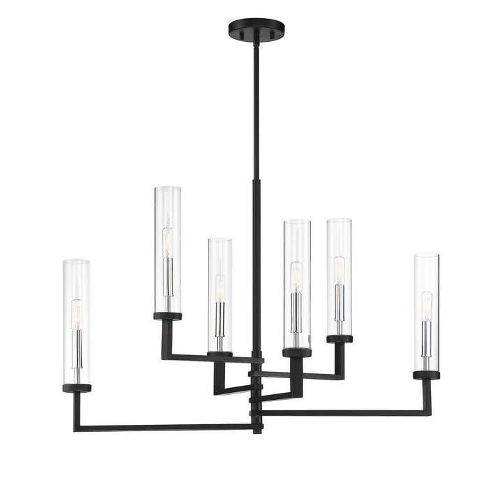 Savoy House Folsom 1-2136-6-67 Chandelier Light - Matte Black with Polished Chrome Accents