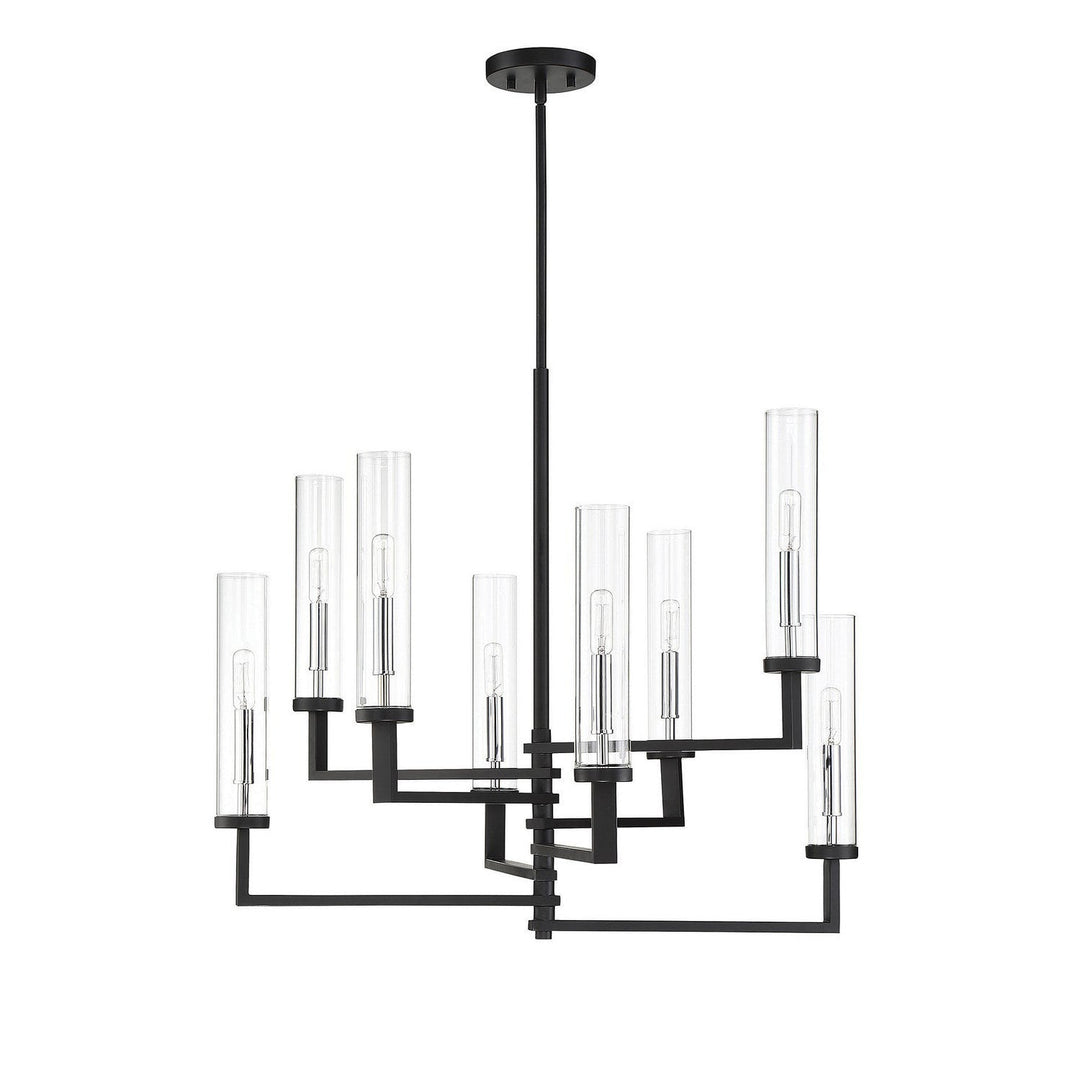 Savoy House Folsom 1-2139-8-67 Chandelier Light - Matte Black with Polished Chrome Accents