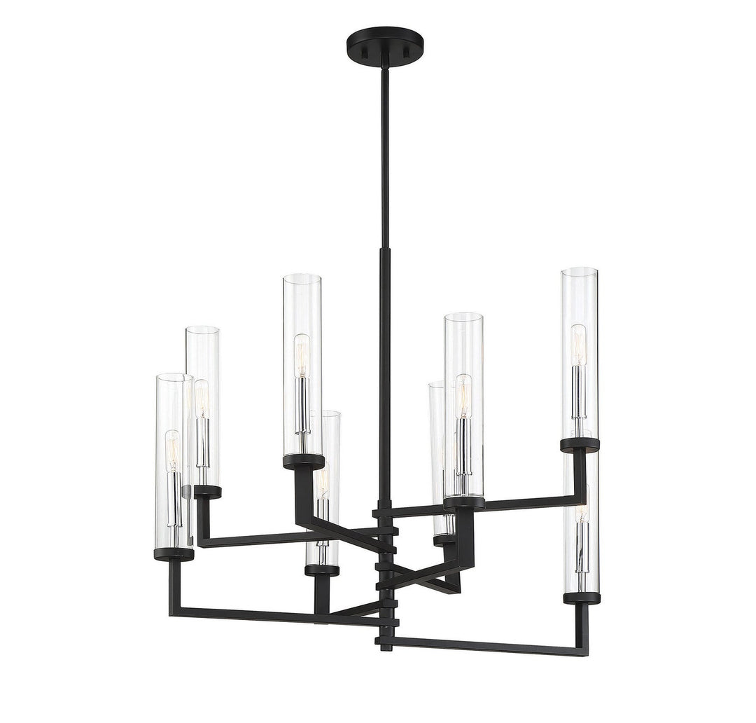 Savoy House Folsom 1-2139-8-67 Chandelier Light - Matte Black with Polished Chrome Accents