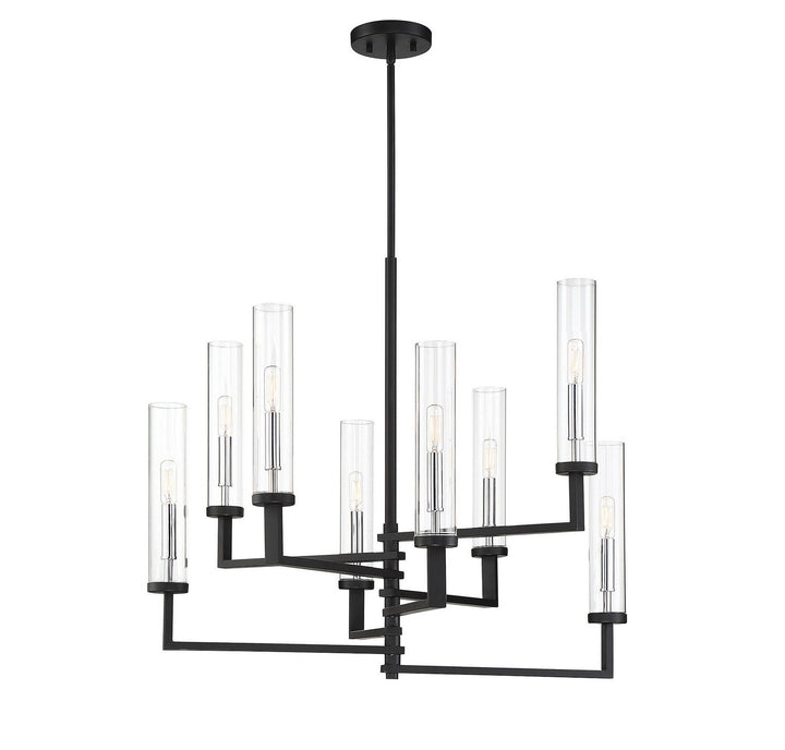 Savoy House Folsom 1-2139-8-67 Chandelier Light - Matte Black with Polished Chrome Accents