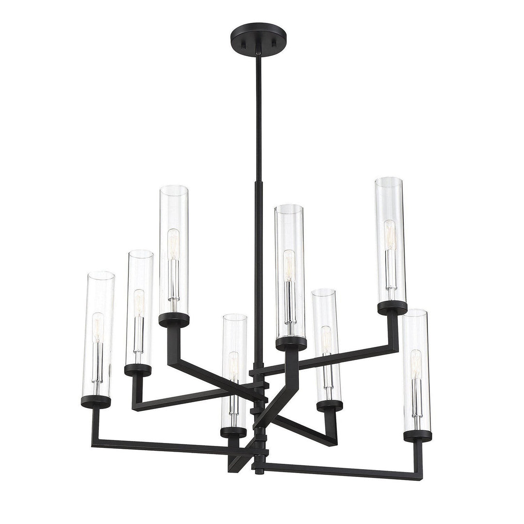 Savoy House Folsom 1-2139-8-67 Chandelier Light - Matte Black with Polished Chrome Accents