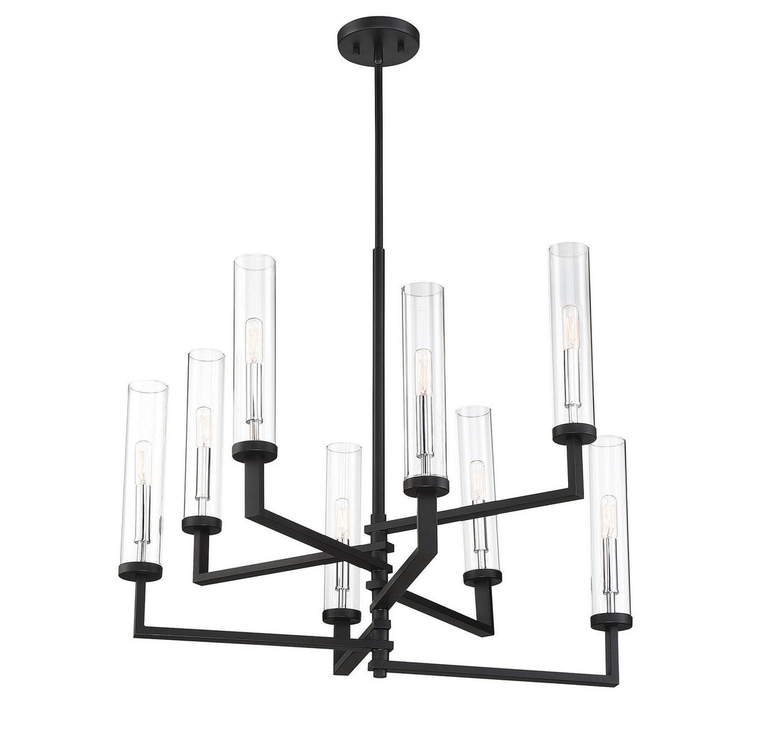 Savoy House Folsom 1-2139-8-67 Chandelier Light - Matte Black with Polished Chrome Accents