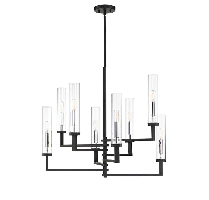 Savoy House Folsom 1-2139-8-67 Chandelier Light - Matte Black with Polished Chrome Accents