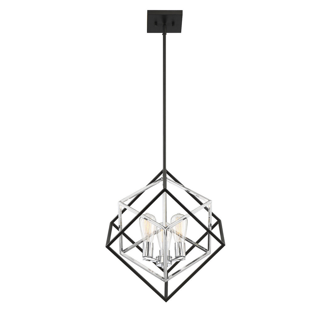 Savoy House Dexter 7-2241-3-67 Pendant Light - Matte Black with Polished Chrome Accents