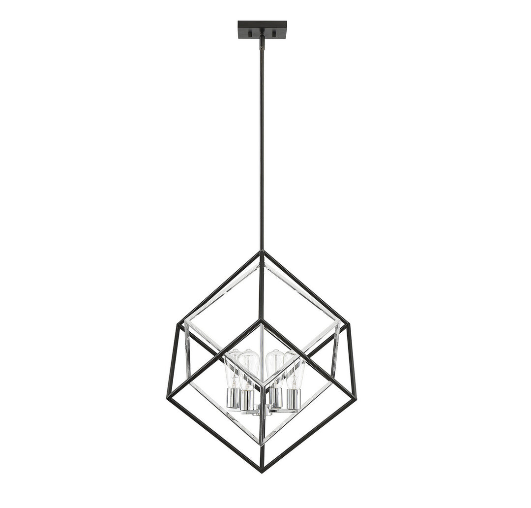 Savoy House Dexter 7-2241-4-67 Pendant Light - Matte Black with Polished Chrome Accents