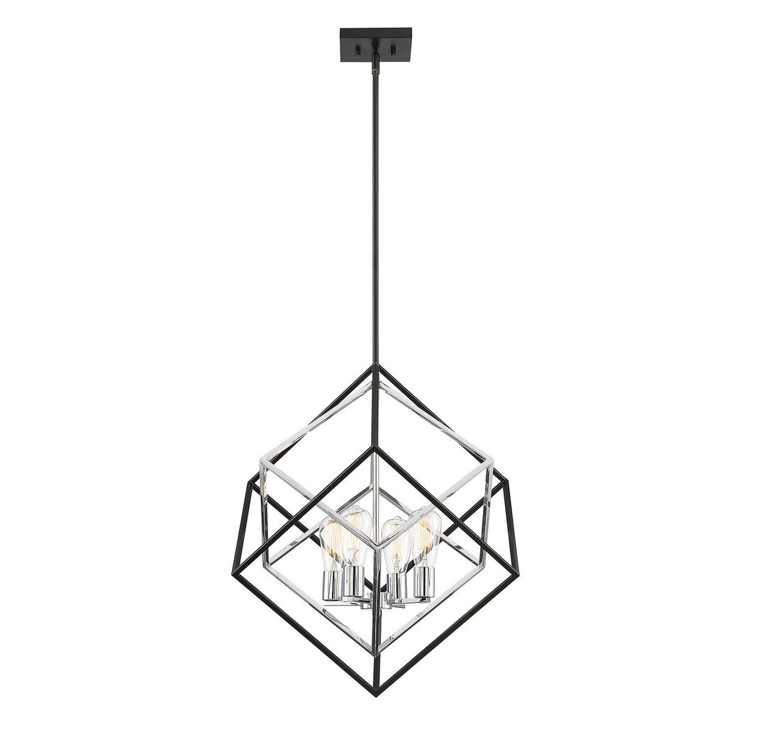 Savoy House Dexter 7-2241-4-67 Pendant Light - Matte Black with Polished Chrome Accents