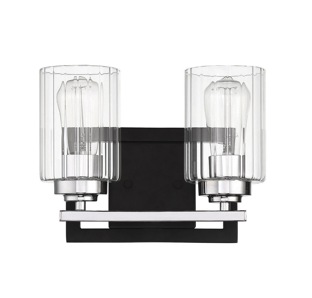 Savoy House Redmond 8-2154-2-67 Bath Vanity Light 12 in. wide - Matte Black with Polished Chrome Accents