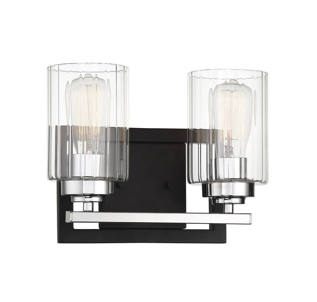 Savoy House Redmond 8-2154-2-67 Bath Vanity Light 12 in. wide - Matte Black with Polished Chrome Accents