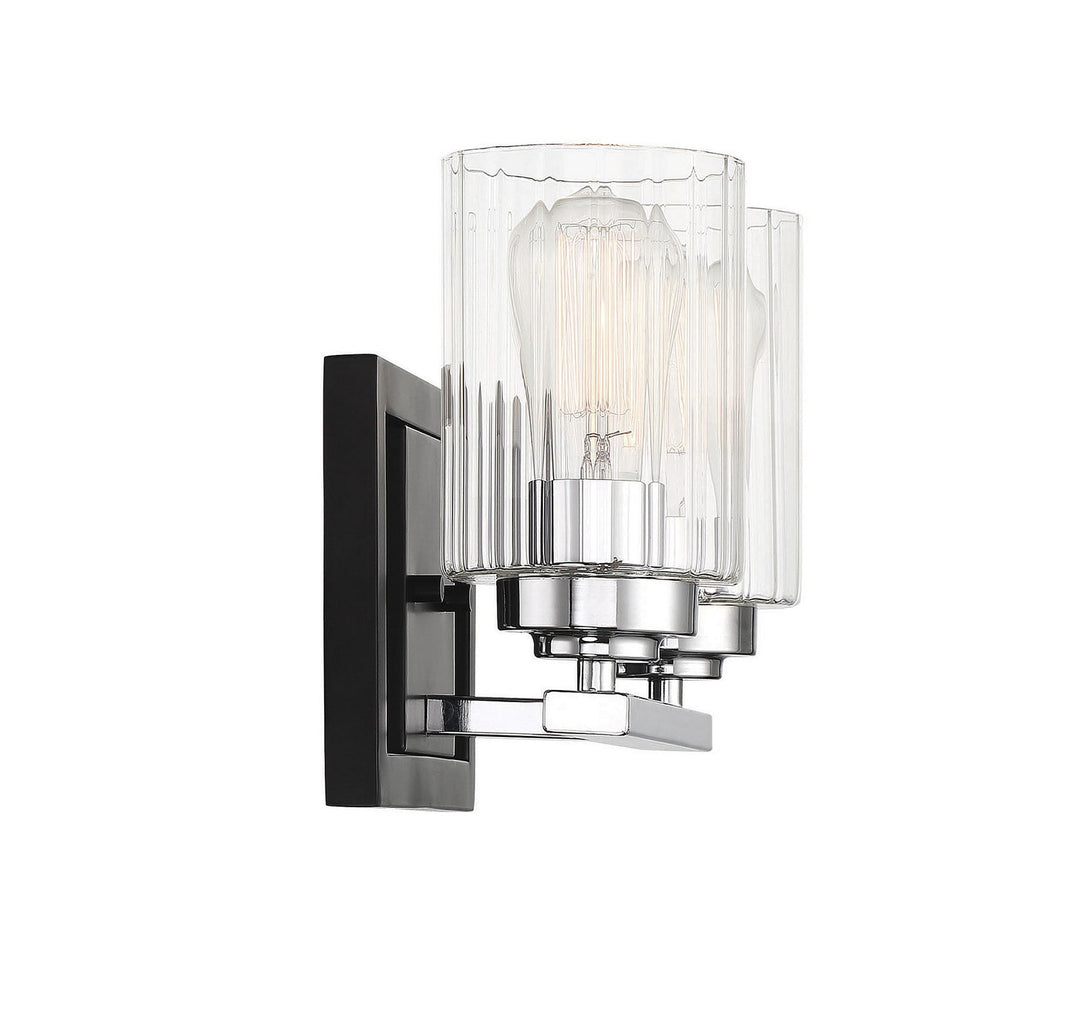 Savoy House Redmond 8-2154-2-67 Bath Vanity Light 12 in. wide - Matte Black with Polished Chrome Accents