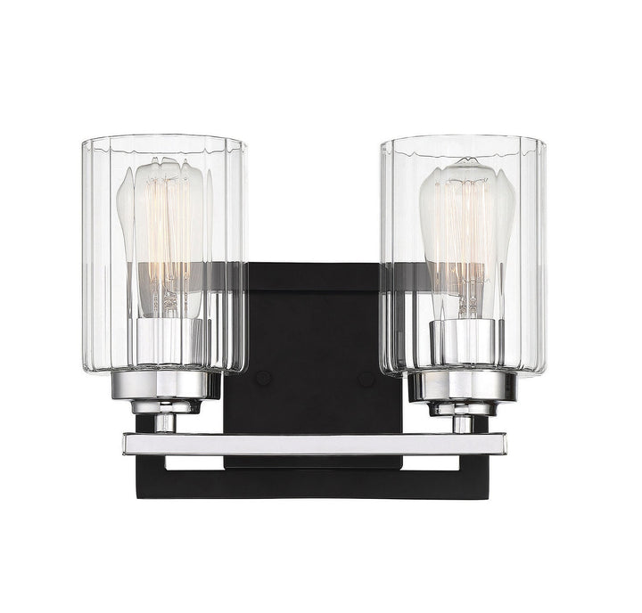 Savoy House Redmond 8-2154-2-67 Bath Vanity Light 12 in. wide - Matte Black with Polished Chrome Accents