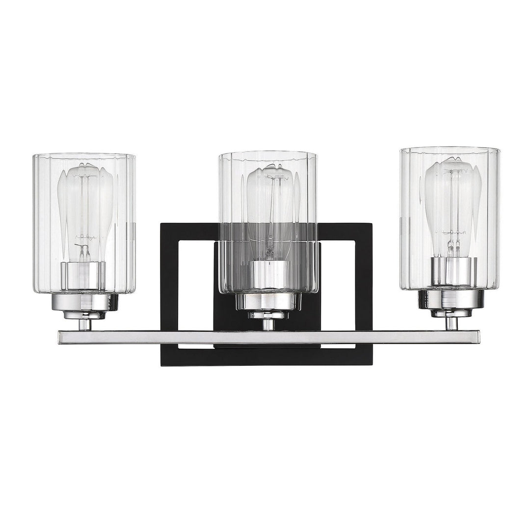 Savoy House Redmond 8-2154-3-67 Bath Vanity Light 20 in. wide - Matte Black with Polished Chrome Accents