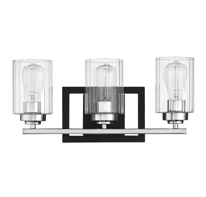 Savoy House Redmond 8-2154-3-67 Bath Vanity Light 20 in. wide - Matte Black with Polished Chrome Accents