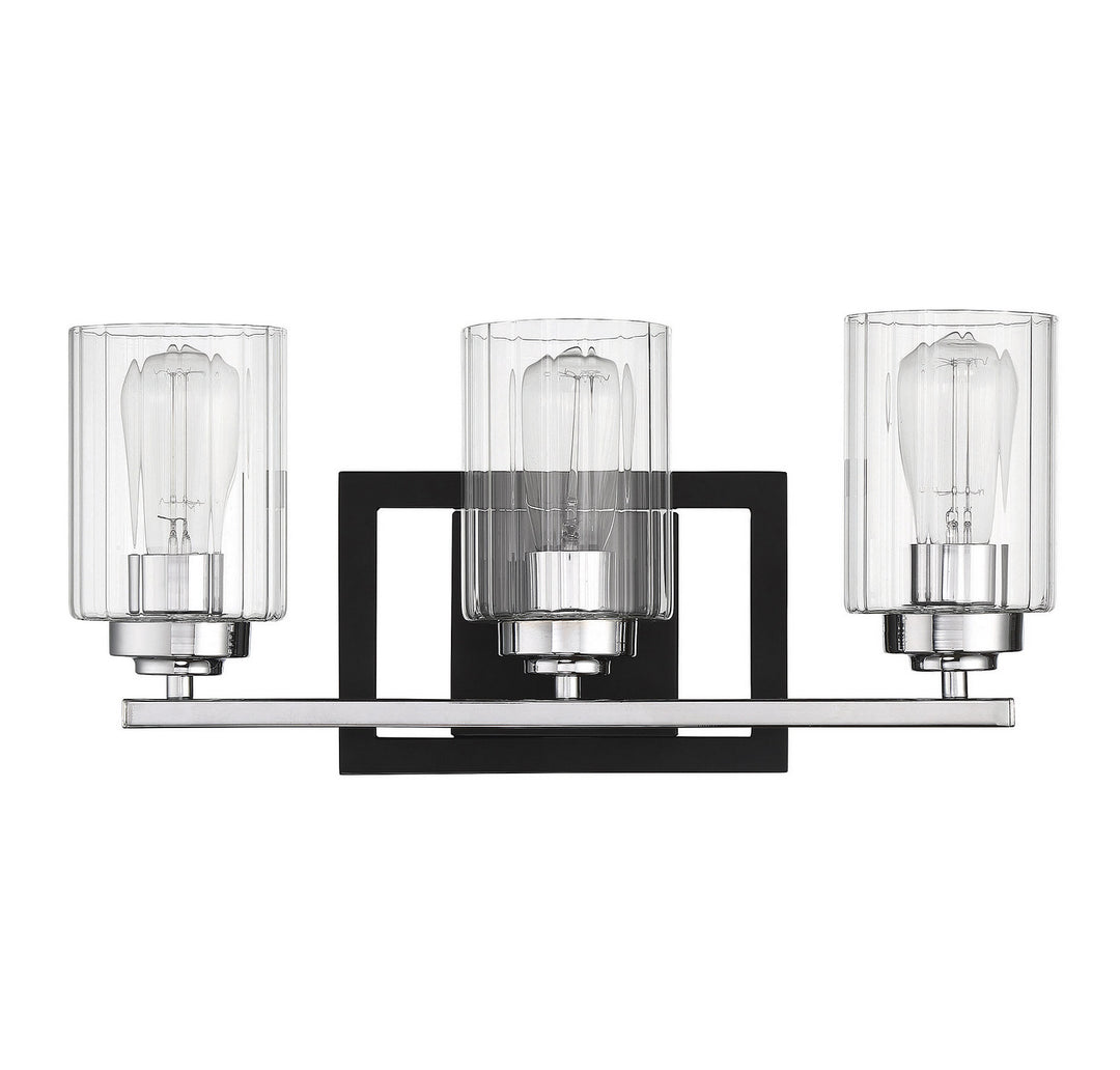 Savoy House Redmond 8-2154-3-67 Bath Vanity Light 20 in. wide - Matte Black with Polished Chrome Accents