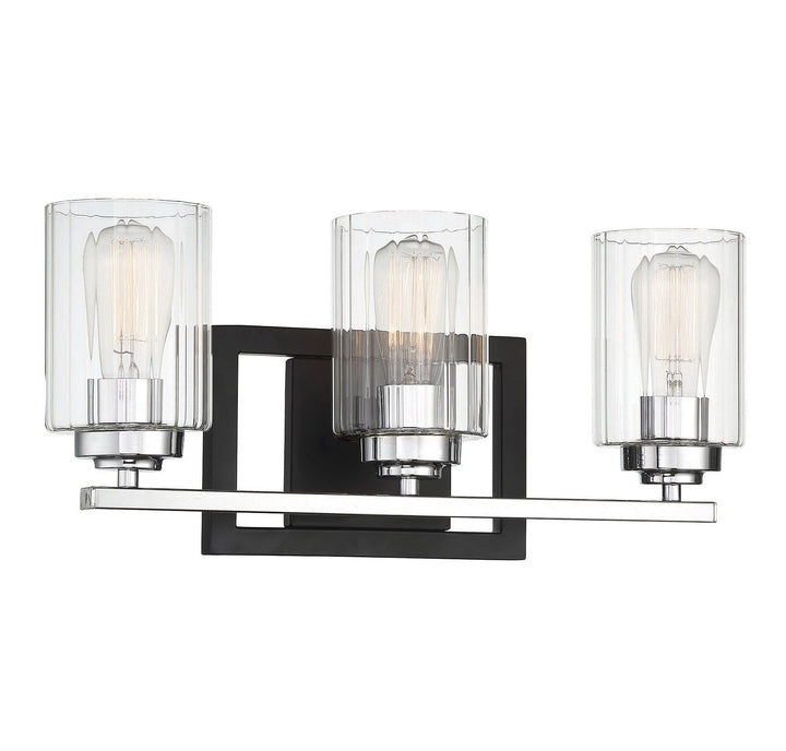Savoy House Redmond 8-2154-3-67 Bath Vanity Light 20 in. wide - Matte Black with Polished Chrome Accents