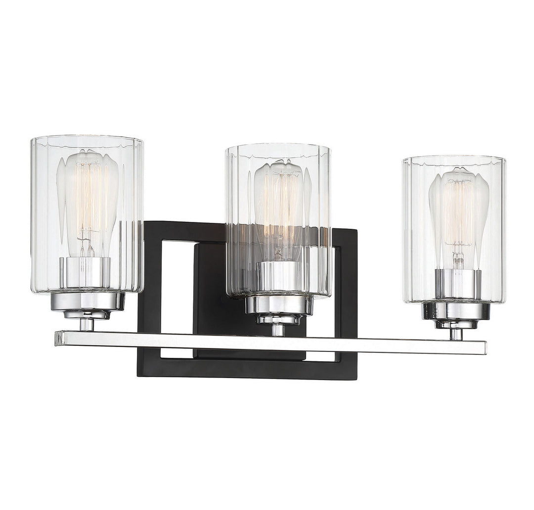 Savoy House Redmond 8-2154-3-67 Bath Vanity Light 20 in. wide - Matte Black with Polished Chrome Accents