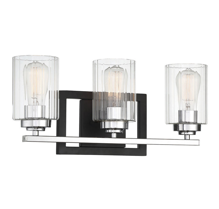 Savoy House Redmond 8-2154-3-67 Bath Vanity Light 20 in. wide - Matte Black with Polished Chrome Accents