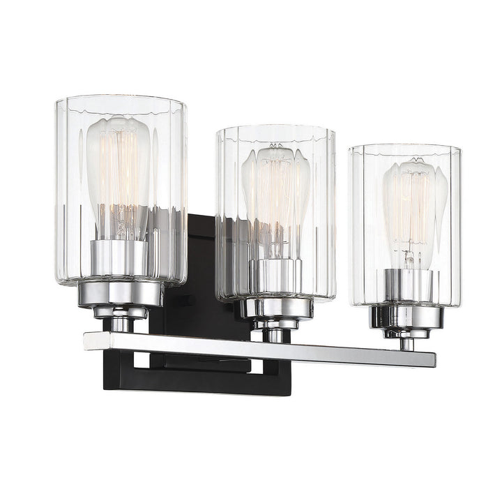Savoy House Redmond 8-2154-3-67 Bath Vanity Light 20 in. wide - Matte Black with Polished Chrome Accents