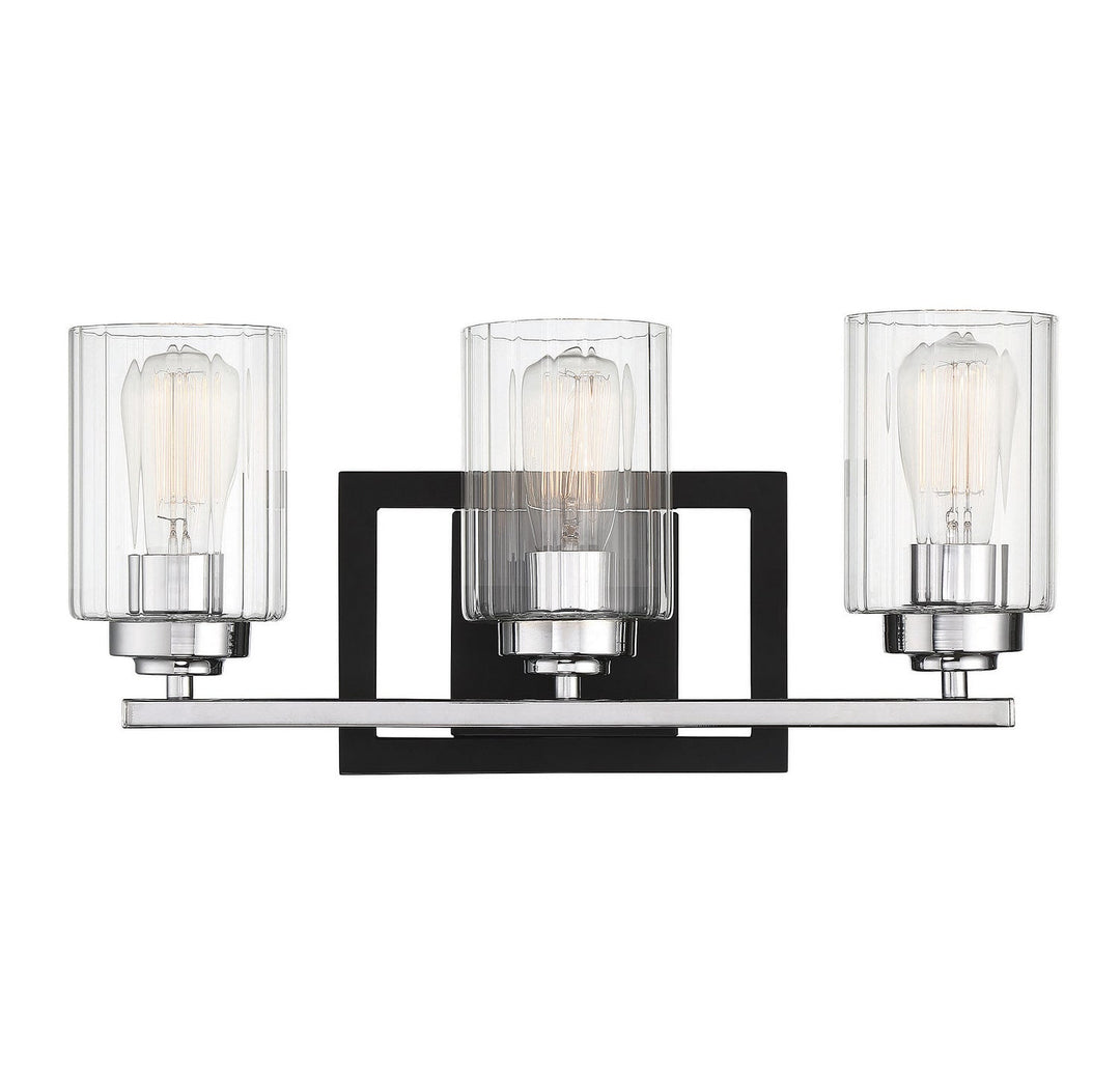 Savoy House Redmond 8-2154-3-67 Bath Vanity Light 20 in. wide - Matte Black with Polished Chrome Accents
