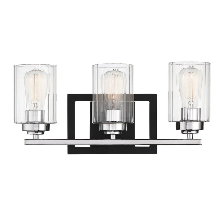 Savoy House Redmond 8-2154-3-67 Bath Vanity Light 20 in. wide - Matte Black with Polished Chrome Accents