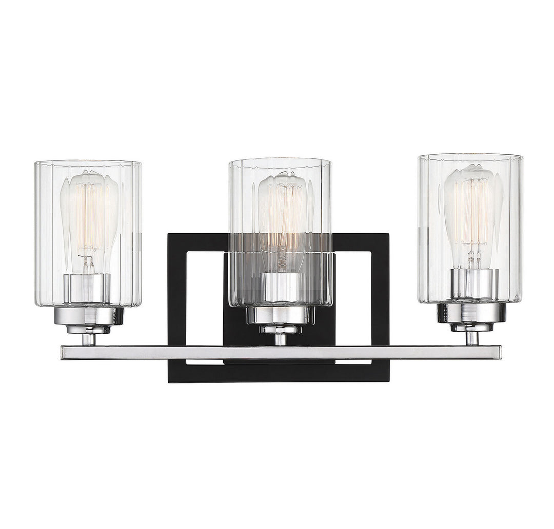 Savoy House Redmond 8-2154-3-67 Bath Vanity Light 20 in. wide - Matte Black with Polished Chrome Accents