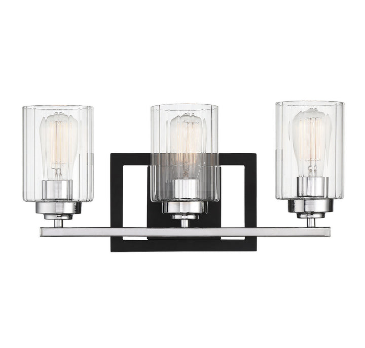 Savoy House Redmond 8-2154-3-67 Bath Vanity Light 20 in. wide - Matte Black with Polished Chrome Accents