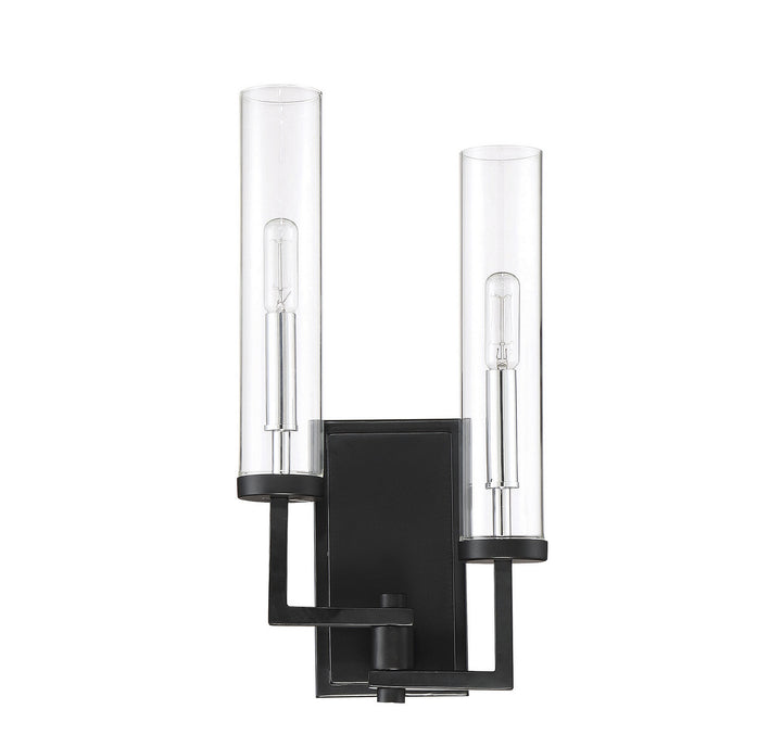 Savoy House Folsom 9-2134-2-67 Wall Sconce Light - Matte Black with Polished Chrome Accents