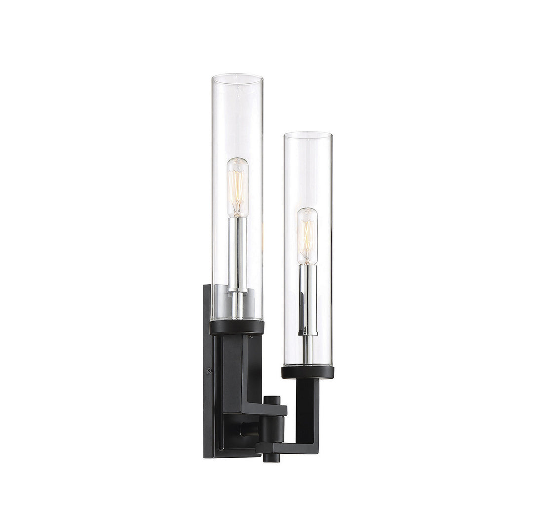 Savoy House Folsom 9-2134-2-67 Wall Sconce Light - Matte Black with Polished Chrome Accents