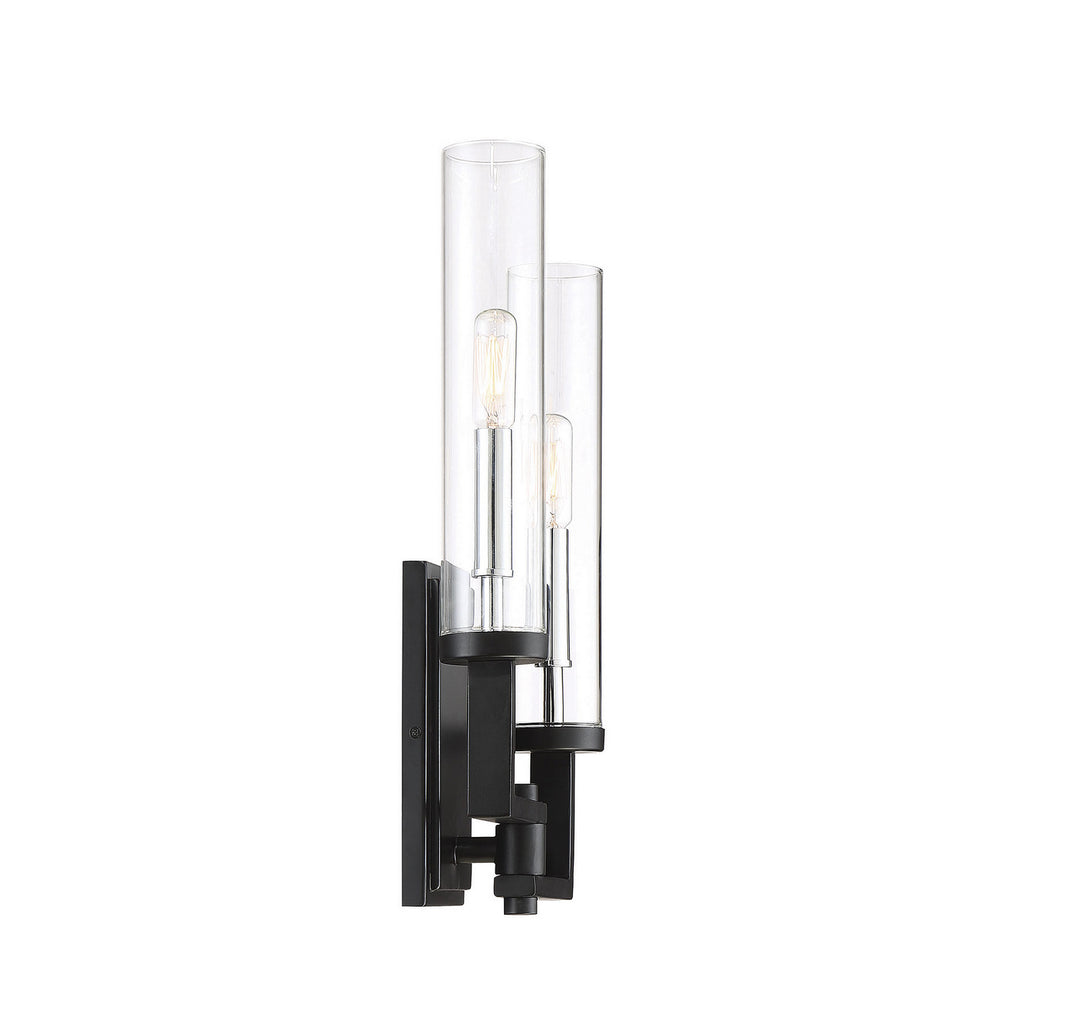 Savoy House Folsom 9-2134-2-67 Wall Sconce Light - Matte Black with Polished Chrome Accents