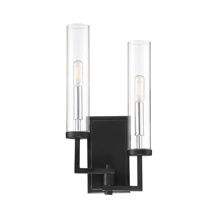 Savoy House Folsom 9-2134-2-67 Wall Sconce Light - Matte Black with Polished Chrome Accents