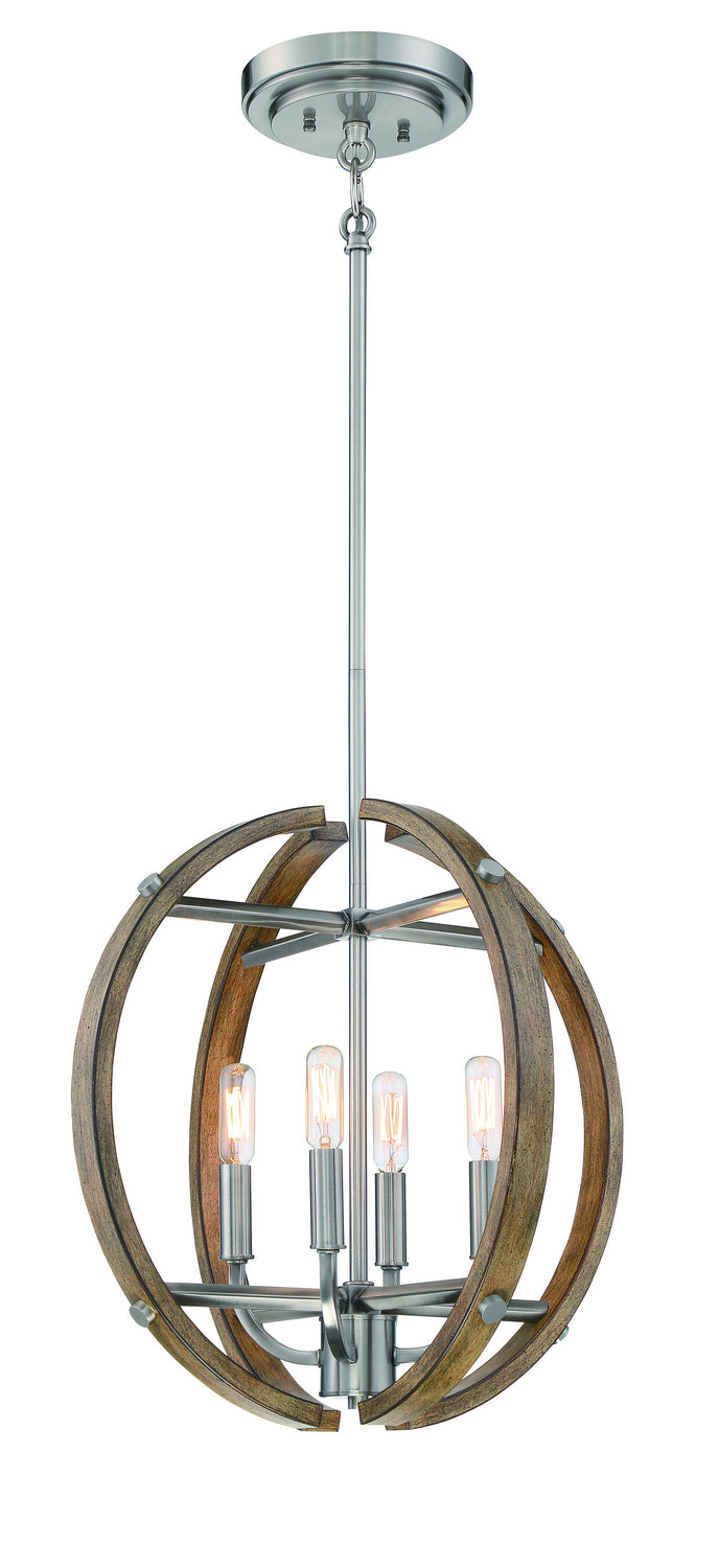 Minka-Lavery Country Estates 4012-280 Pendant Light - Sun Faded Wood W/Brushed Nicke